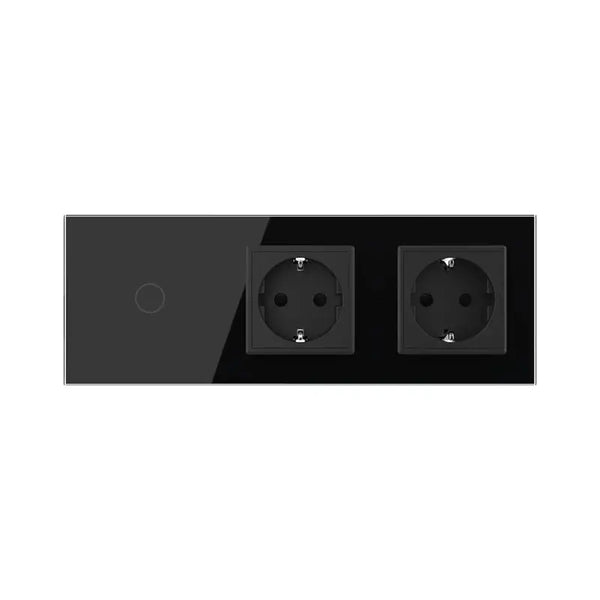 Livolo | Zwart | 1+SR+SR | Dimmer | Schakelaar met dubbele wandcontactdoos Livolo Nederland B.V.