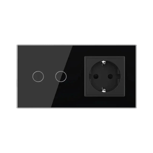 Livolo | Zwart | 2+SR | Puls-potentiaal vrij contact | Schakelaar tweevoudig met wandcontactdoos Livolo Nederland B.V.