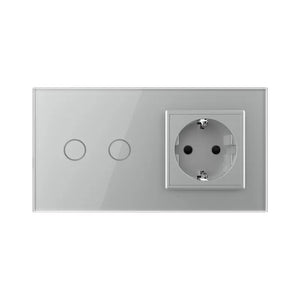 Livolo | Grijs | 2+SR | Aan/Uit | Schakelaar | Wandcontactdoos Livolo Nederland B.V.
