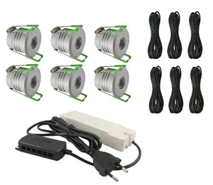 Complete Veranda Set | Deluxe 2 | Veranda verlichting 12V | Plug and Play | 6 Inbouwspots | Niet dimbaar Livolo Nederland