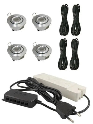 Complete Veranda Set | Deluxe 3 | Veranda verlichting 12V | Plug and Play | 4 Inbouwspots | Verstelbaar | Dimbaar Livolo Nederland